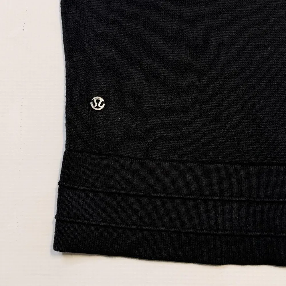 Lululemon Sweater Womens Medium Black Cashmere Cotton Crewneck Knit Pullover